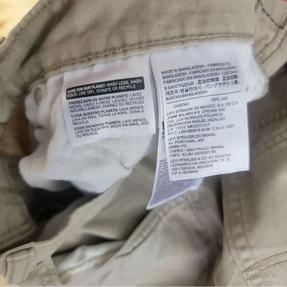 Levi’s 514 Beige Jeans Men Size 38X30 Tan Khaki Straight Black Patch White Tab - Picture 10 of 15